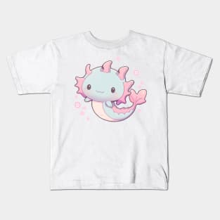 Pink and Blue Pastel Axolotl Cute Kids T-Shirt